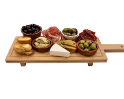 Cookinglife Serveerplank / Tapasplank op pootjes - L - Bamboe - 58 x 19 cm