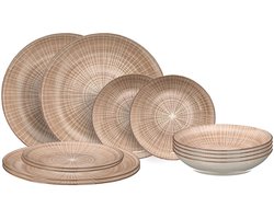 Cookinglife Serviesset Baia Bruin 12-delig / 4 personen - 4 dinerborden, 4 ontbijtborden en 4 diepe borden