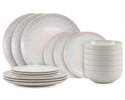 Cookinglife Serviesset Nola Beige reactive glaze 18-delig / 6 personen - 6 dinerborden, 6 ontbijtborden en 6 kommen