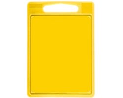 Cookinglife snijplank geel - kunststof snijplank met sapgeul - vaatwasserbestendig - dubbelzijdig - 35 x 25 x 0.85 cm - o.a. voor vlees, groente en brood