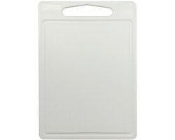 Cookinglife snijplank wit - kunststof snijplank met sapgeul - vaatwasserbestendig - dubbelzijdig - 35 x 25 x 0.85 cm - O.a. voor vlees, groente en brood