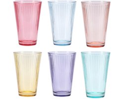 Cookinglife Waterglazen - Kleurige Drinkglazen - Tumblers - Glas - Vaatwasserbestendig - Set van 6 300 ml