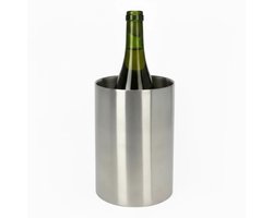 Cookinglife Wijnkoeler Brushed - Champagne En Flessenkoeler - Wine Cooler - RVS - Zilver - Elegant Geborsteld Design, 12 x 18 cm