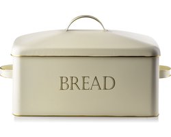 Cookini Vintage Broodtrommel - Brood Bewaartrommel - Keuken - Metaal - Vers Brood - Retro - Beige