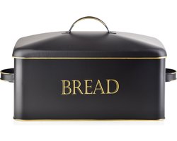 Cookini Vintage Broodtrommel - Brood Bewaartrommel - Keuken - Metaal - Vers Brood - Retro - Zwart