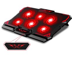 Coolcold 17inch gaming laptop koeler zes ventilator twee USB -poort 2600rpm laptop koelblok (zwart rood)