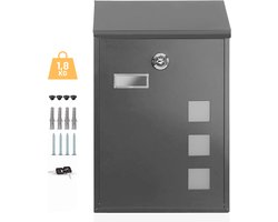 CoolFule Brievenbus Premium - Wandbrievenbus - Antraciet - met 3 Kijkvensters
