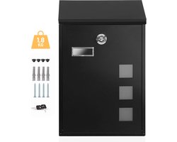 CoolFule Brievenbus Premium - Wandbrievenbus - Zwart - met 3 Kijkvensters