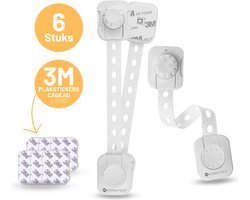 CoolFule Kinderslot Kastjes - 6 stuks Wit - Baby veiligheid - Kast- & ladebeveiliging Kinderen - Plakstickers Cadeau - Vernieuwd Model