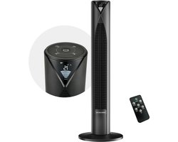 CoolHome CF2205 - Stille torenventilator met afstandsbediening - Waaier met timer - Ventilator staand - Tower fan met dimbaar LED scherm - 96 cm - Zwart