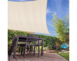 CoolHome Schaduwdoek - Schaduwdoek Vierkant- Water en Wind doorlatend - Schaduwdoek 3.6 x 3.6 meter - Creme