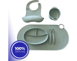 COOL'R® - Silicone Baby Servies - 3-Delig Kinderservieset - Baby slabbertje - Baby bordje - Baby Peuter Bestek - Kinderservies - Baby lepel - Baby vork - Kraamcadeau