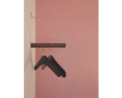 Coordinate Design wandhaken, houten kledingstang, wandmontage, garderobehaken, kledinghaken, wanddecoratie, messing, 22 cm (walnoot)
