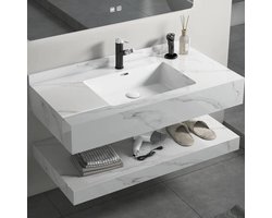 Copenhagen - Badkamermeubel met Marmerlook Wastafelblad - 60 cm - Wit Marmerlook