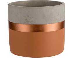 COPPER BLOEMPOT METTALIC LINE KANEEL 12X 12XH10,5CM CILINDRISCH CEMENT