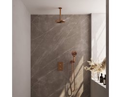 Copper Edition inbouw regendouche 3-weg omstelling SET 35 met 20 cm douchekop, handdouche en slang