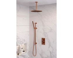 Copper Edition thermostatische inbouw regendouche 3-weg omstelling set 42, koper geborsteld PVD