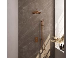 Copper Edition thermostatische regendouche SET 40 met handdouche en glijstang, koper geborsteld PVD