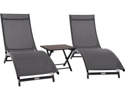 Coral Springs 3-delige aluminium loungerset - Grijs