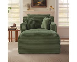 Corduroy chaiselongue slaapsofa - compacte 1-persoons slaapstoel & bed - voor woonkamer, kantoor & appartement - geen montage nodig - zachte corduroy stof - hoogdicht schuim & pocketvering