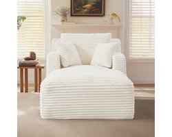 Corduroy chaiselongue slaapsofa - relaxstoel en slaapbank zonder montage - 1 persoon - beige - hoogelastisch schuim en pocketvering - geschikt voor woonkamer, kantoor en appartement