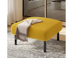 Corduroy Hocker - Zacht Voetenbankje Met Metalen Frame - Moderne Poef Voor Woonkamer