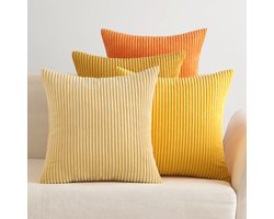 Corduroy Kussenhoes - Elegant Ontwerp - Set van 4 - 45x45 cm - Zacht Materiaal
