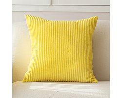 Corduroy Kussenhoezen - Pillowcase Set - Bank Decoratie - Zachte Corn Fleece Stof - 40x40cm Set van 2 - Citroengeel