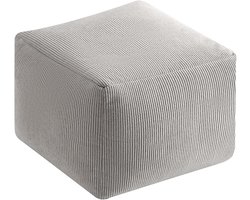Corduroy vierkante poef, Ottomaanse voetsteun, ongewatteerd kussenhoes voor woonkamer en slaapkamer, stijlvolle grijze voetenbank (40 x 40 x 30 cm) - veelzijdig woondecoratie