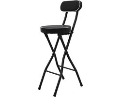 CORE Barstoel - Draagbare inklapbare barkruk - 2 Stuks opvouwbaar - Met gevoerde PU-kussens - Max. 125kg draagvermogen - 40x26x88cm - Zwart