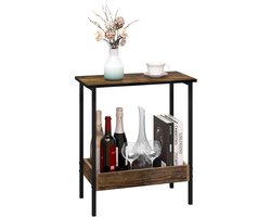 CORE Bijzettafel - Salontafel met 2 Opbergplanken - Compacte Sidetable en Hoektafel - Multifunctionele Bankconsoletafel - 50x25x55cm - Houtlook/Zwart