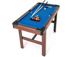 CORE Biljarttafel - Pooltafel - Speeltafel - Houten biljarttafel met accessoires - Verstelbare poten - MDF hout - 122x61x76cm - Blauw