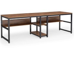 CORE Bureau - Twee persoons bureau - Met boekenplank en opslag - 200cm Extra lang computerbureau - 200x60x75cm - Rustiek bruin