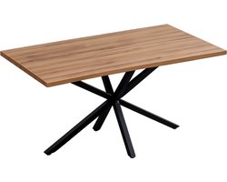 CORE Eetkamertafel - Moderne minimalistische rechthoekige eetkamertafel - 4-6 personen - Zwarte poten - Donker hout - 80x140x75cm
