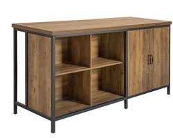 CORE Keukeneiland - Vrijstaande keukenkast - Dressoir - Bartafel - Industrieel design - Met verschillende opbergruimtes - 168x58x89cm - Bruin en Zwart