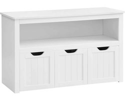 CORE Kinderspeelgoed Opbergkast - Kinderkamermeubel - Kinderkledingkast - Babykamer Commode - Met Wielen - 3 Lades en 2 Planken - 102x30x60 - Wit