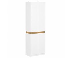 CORE Opbergkast met 2 Deuren - Hoge Multifunctionele Kast met 5 Opbergvakken - Ruime Keukenkast en Voorraadkast - 61x30x192cm - Wit/Zwart