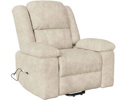 CORE Relaxstoel - Masagestoel - Elektrische tv-stoel - Met verwarmingselement en massage op 8 punten - Uitklapbare voetsteun - Sta-op functie - 90 tot 160 graden verstelbare rugleuning - 102x93x106cm - Beige