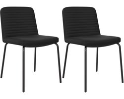 Corey-Eetkamerstoel - Zwart PU - Set van 2