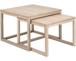 Corn set salontafels eiken wit geloogd.