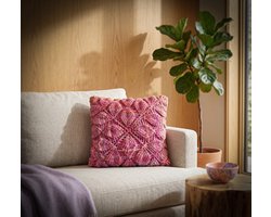 Corneeltje Wol - Haakpakket Kussen 3D Blad/Motief roze verloopgaren - ca. 50x50cm - Haken - DIY - DIY Haakpakket - Woonaccessoire - Interieur