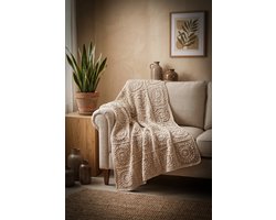 Corneeltje Wol - Haakpakket Plaid Nop Square Naturel - Haken - Woonplaid - DIY Haakpakket - DIY