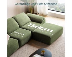 Corner Sofa Bed 290x96x74 cm – L-Shape Modular Corduroy Couch with Sleep Function, Ottoman Included, Deep Seat 68 cm, Modern Lounge Sofa for Living Room, Bedroom & Student Apartment – Abkantoor