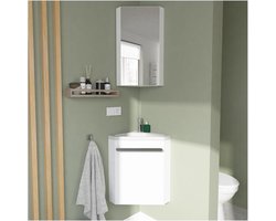 Corner Wash Basin Set White + Sink + Toilet Cabinet - Space Saving Solution for Small Bathrooms