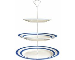 Cornishware Blue Cake Plate 3 tier - Cornishblue 3 laags - blauw wit gestreepte etagère