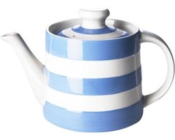Cornishware Blue Rosie Teapot theepot 20 Oz 56 cl Cornishblue blauw wit gestreept