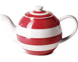 Cornishware Red - Betty theepot 30cl - rood - wit - gestreept - tea for one - rood servies