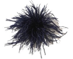 Corsage - Pluizige Broche - Kledingaccessoire - Geschikt voor damesbruiloften, banketten en avondjurken - 8-10 cm - Marineblauw