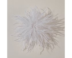 Corsage - Pluizige Broche - Kledingaccessoire - Geschikt voor damesbruiloften, banketten en avondjurken - 8-10 cm - Wit