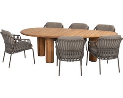 Corsica Capalbio dining tuinset pebble 240x130xH75 cm 7 delig teak terre 4 Seasons Outdoor